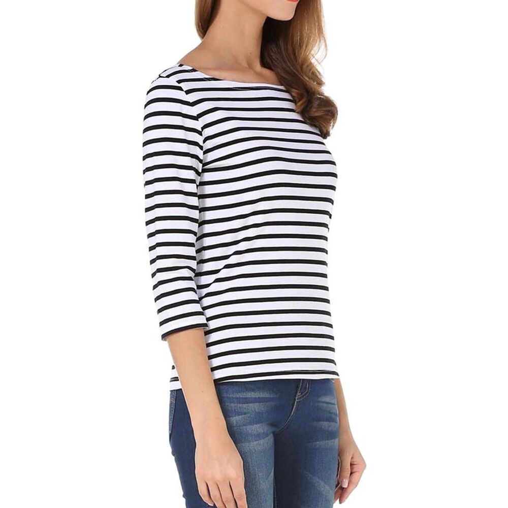 Stripe Tees Round Neck Top, Small, 6F-200T003 - Picture 3 of 3